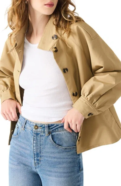 Steve Madden Kaylee Cotton Blend Crop Trench Coat In Neutral