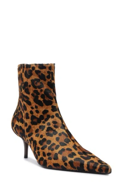 Schutz Mikki Pointed Toe Low Heel Bootie In Animal Print