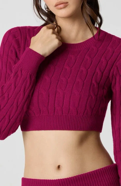 Florence By Mills Ballet Cable Crop Sweater In Pink
