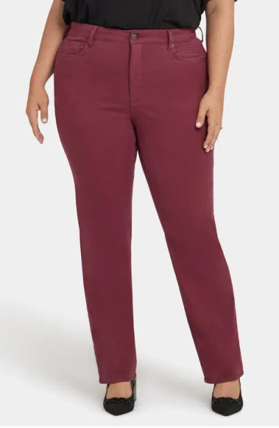 Nydj Plus Size High Rise Marilyn Straight Jeans In Burgundy