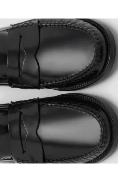 Mango Gathered Leather Moccasin Black In Black