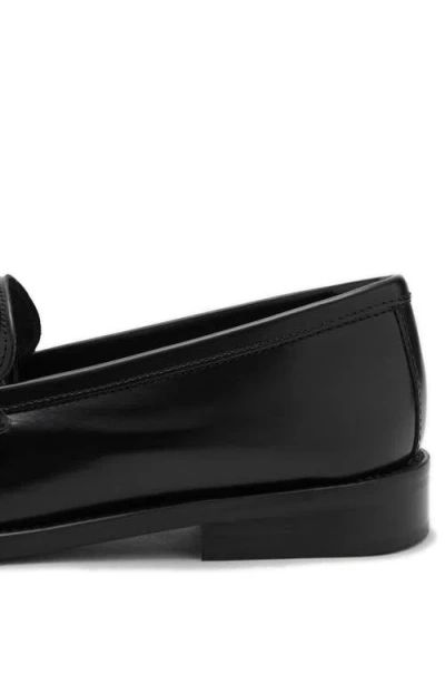 Mango Gathered Leather Moccasin Black In Black
