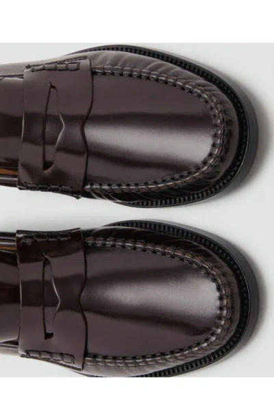 Mango Gathered Leather Moccasin In Brown