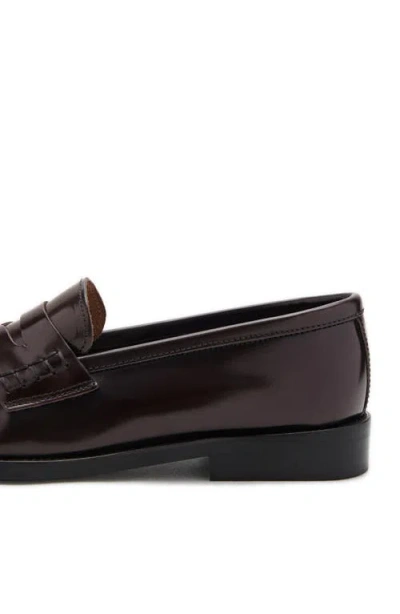 Mango Gathered Leather Moccasin In Brown