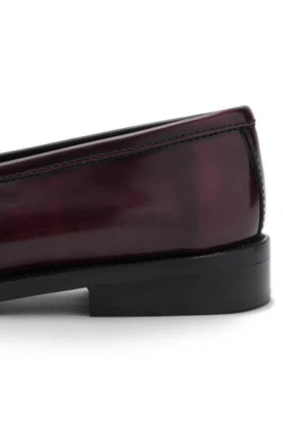 Mango Gathered Leather Moccasin In Burgundy