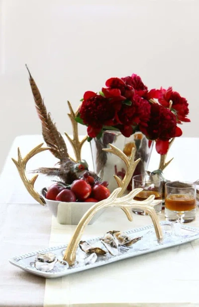 Lunares Staghorn Long Dish In Metallic