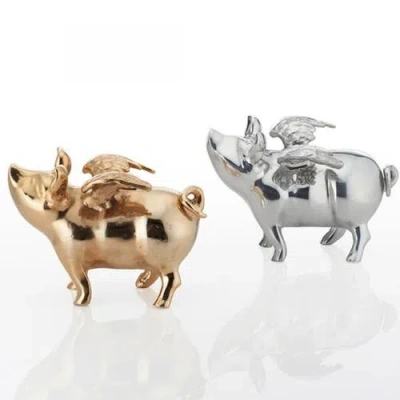 Lunares Flying Pig Bank In Silver