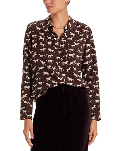 Rails Kate Long-sleeve Silk Buttondown Blouse In Brown
