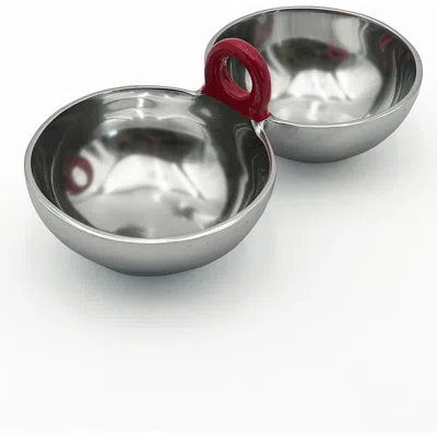 Lunares San Miguel 2 Part Salsa Bowl In Silver