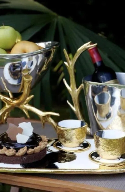 Lunares Staghorn Pedestal Bowl In Silver