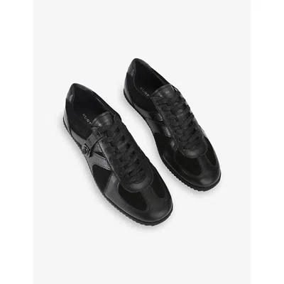 Kurt Geiger Mens Black Eldon Leather And Suede Trainers Eur 43 / 9 Uk In Black