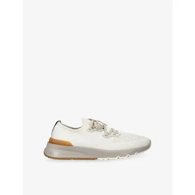 Brunello Cucinelli Beige Knit Sneakers Round Tip In Neutral