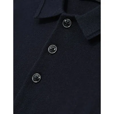 Reiss Navy Trafford Half-button Wool Polo Shirt 3-9 In Blue