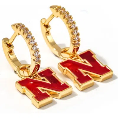 Color Shout University Of Nebraska Pennant Pair Earring Set In Gold