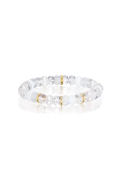 Sheryl Lowe White Mix Bracelet With 3 Solid Yg Rondelles In Metallic