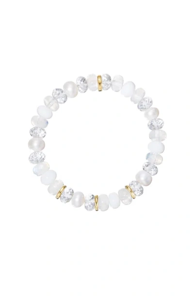 Sheryl Lowe White Mix Bracelet With 3 Solid Yg Rondelles In Metallic