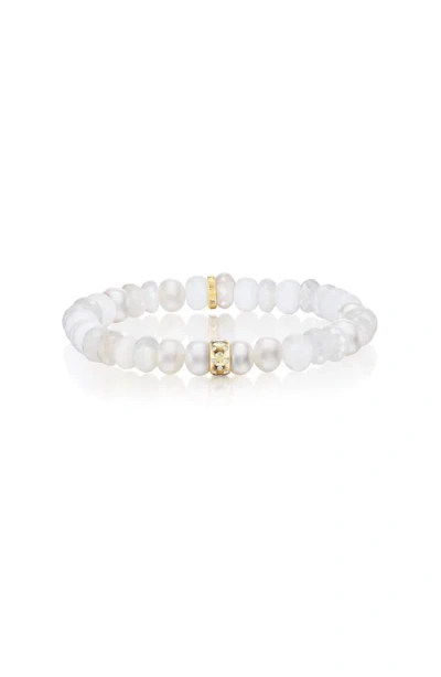 Sheryl Lowe White Mix Bracelet With Scattered Diamond Rondelle In Metallic