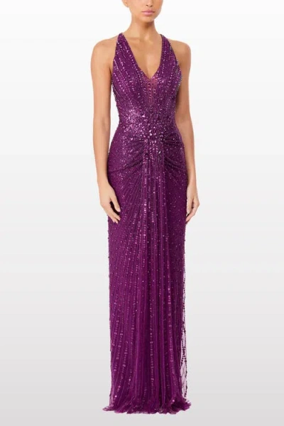 Jenny Packham Lana Sequin-embellished V-neck Maxi Dress In Purple