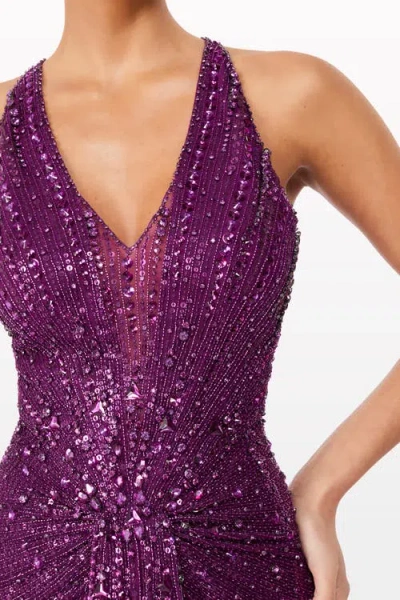 Jenny Packham Lana Sequin-embellished V-neck Maxi Dress In Purple