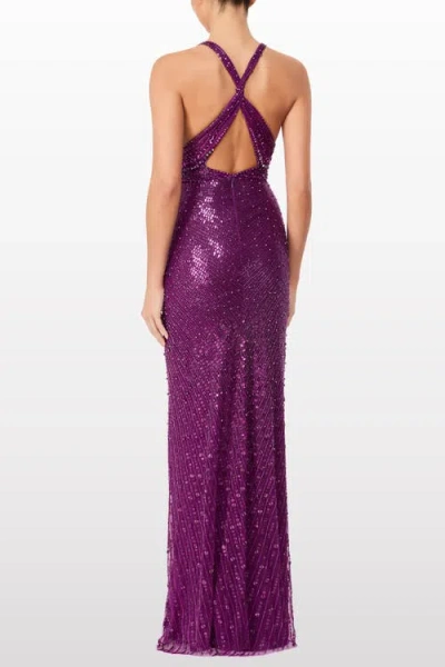Jenny Packham Lana Sequin-embellished V-neck Maxi Dress In Purple