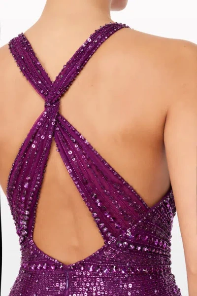 Jenny Packham Lana Sequin-embellished V-neck Maxi Dress In Purple