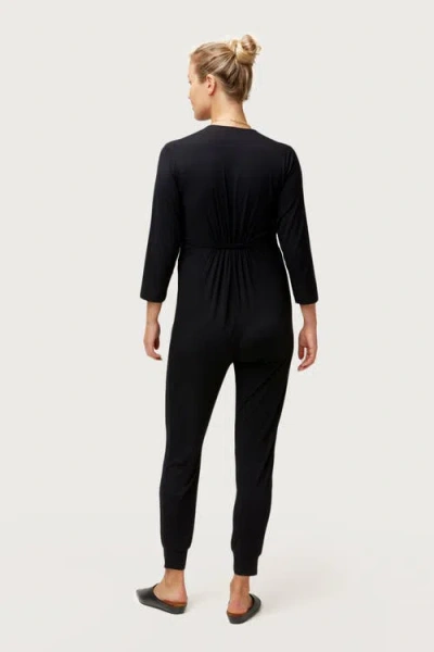 Nom Maternity Amabella Wrap-front Jumpsuit In Black