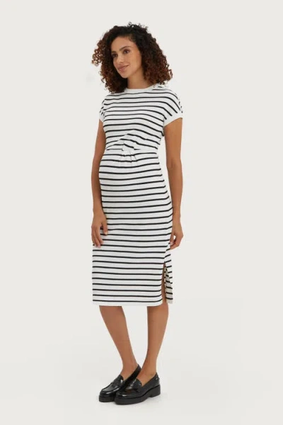 Nom Maternity Lydia Stripe Maternity Dress In White