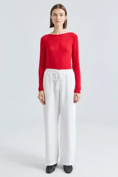 Almina Concept Long Sleeve Boat Tee In Red