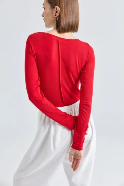 Almina Concept Long Sleeve Boat Tee In Red