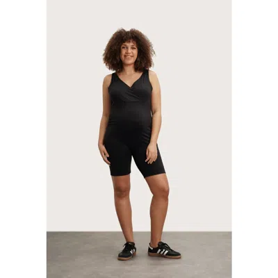Nom Maternity Stretch Romper In Black
