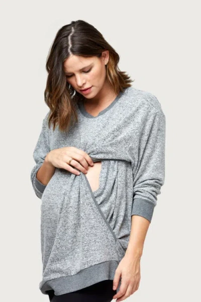 Nom Maternity Jo Nursing Sweatshirt In Gray