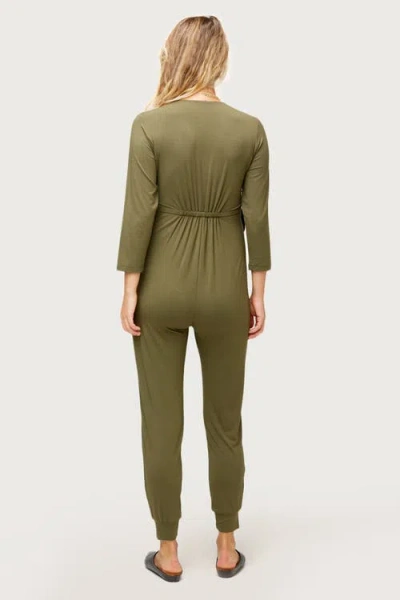 Nom Maternity Amabella Wrap-front Jumpsuit In Green