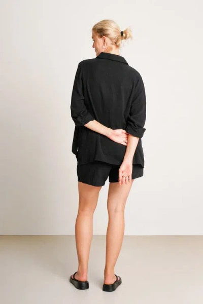 Nom Maternity The Easy Maternity Button-up Shirt In Black