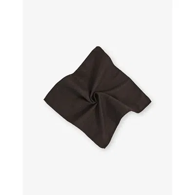 Reiss Mens Chocolate Brown Celso Herringbone Silk-blend Pocket Squar In Brown