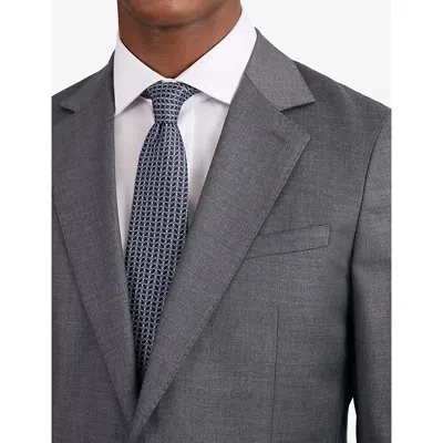 Reiss Mens Navy Bernardo Geometric-pattern Silk T In Blue