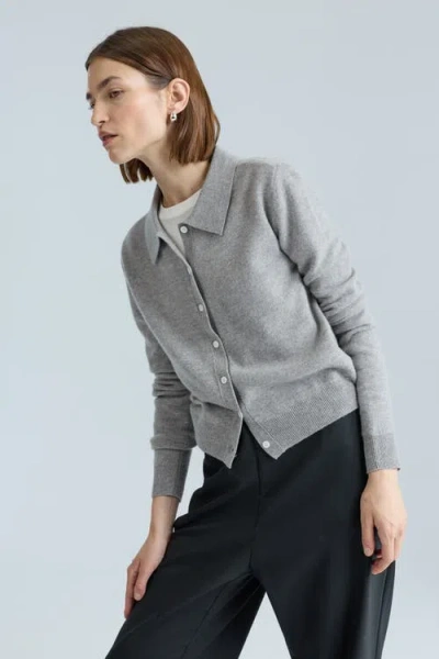 Almina Concept Wool Polo Knit Shirt In Gray
