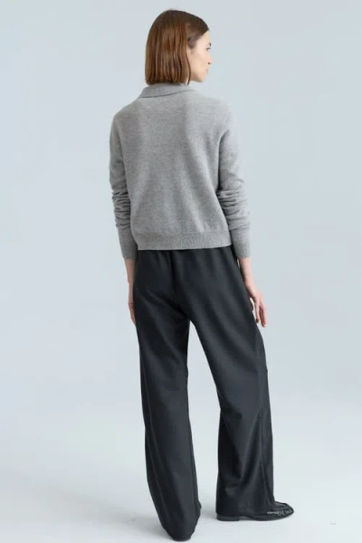 Almina Concept Wool Polo Knit Shirt In Gray