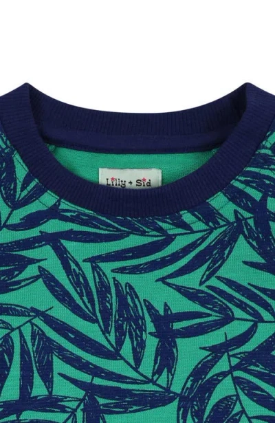Lilly And Sid Lilly + Sid Organic Cotton Palm Print Sweatshirt In Green