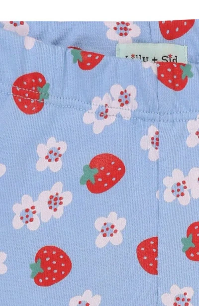 Lilly And Sid Lilly + Sid Organic Cotton Strawberry And Stripe Print Leggings -2 Pack In Blue