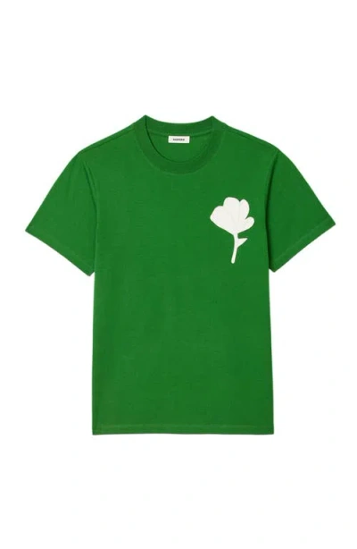 Sandro T-shirt With Flower Patch In Green