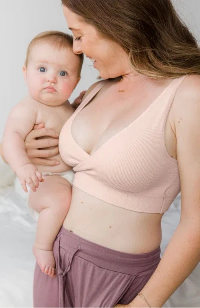 Kindred Bravely Busty Sublime Adjustable Crossover Nursing & Lounge Bra -sizing Options From E-i Cup In Pink