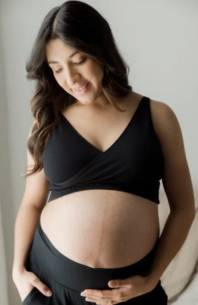 Kindred Bravely Busty Sublime Adjustable Crossover Nursing & Lounge Bra -sizing Options From E-i Cup In Black