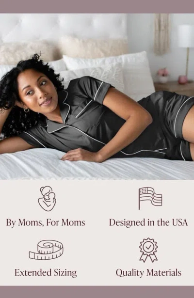 Kindred Bravely Clea Short Sleeve Pajama Set In Black