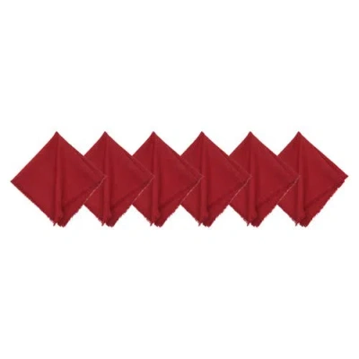 C & F Home C&f Home Frayed Cherry Napkin Set Of 6 In Red