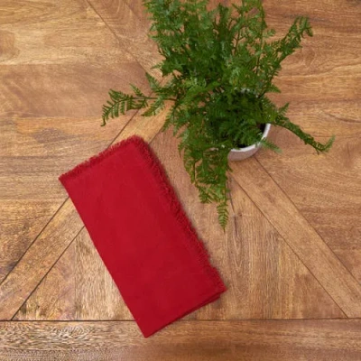C & F Home C&f Home Frayed Cherry Napkin Set Of 6 In Red