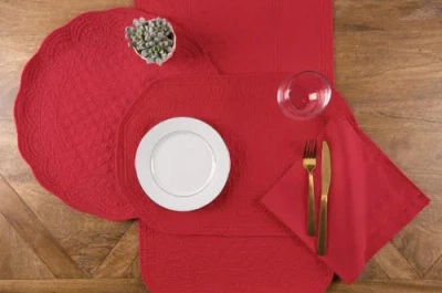 C & F Home C&f Home Red Round July Fourth Placemats Set Of 6, 17" In Red