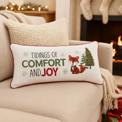 C & F Home C&f Home Woodland Fox Pine Trees "comfort & Joy" Accent Pillow, 10" X 20" In Multi
