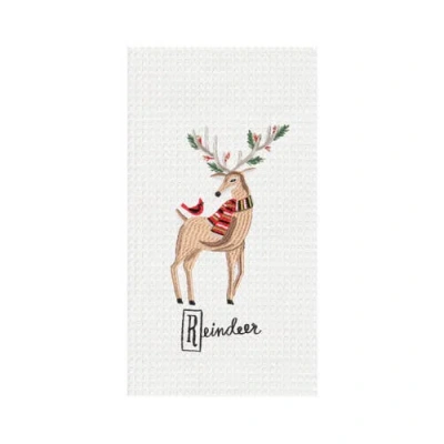 C & F Home C&f Home 27" X 18" Christmas Winter Class Reindeer Cotton Embroidered & Waffle Weave Kitchen Dish To In Multi