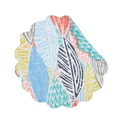 C & F Home C&f Home Surfside Sound Scalloped Round Placemats Set Of 6 Nautical Design Beach, 17" In Multi