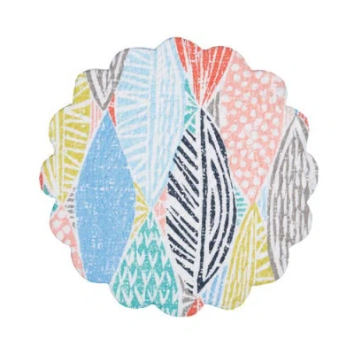 C & F Home C&f Home Surfside Sound Scalloped Round Placemats Set Of 6 Nautical Design Beach, 17" In Multi